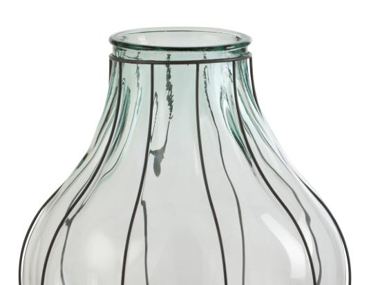 VASE FUSION - VERRE/METAL  - BLEU - M