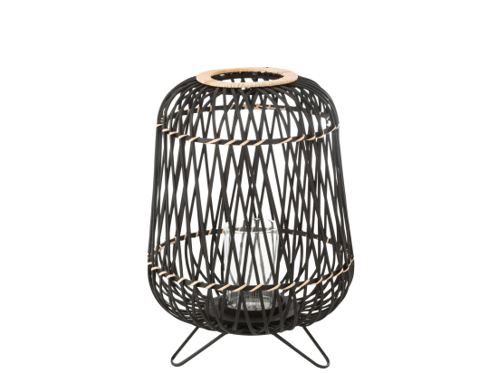 LANTERNE SUR PIED - BAMBOU NOIR / NATUREL - M