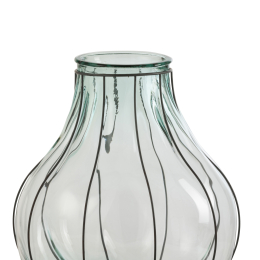 VASE FUSION - VERRE/METAL  - BLEU - M